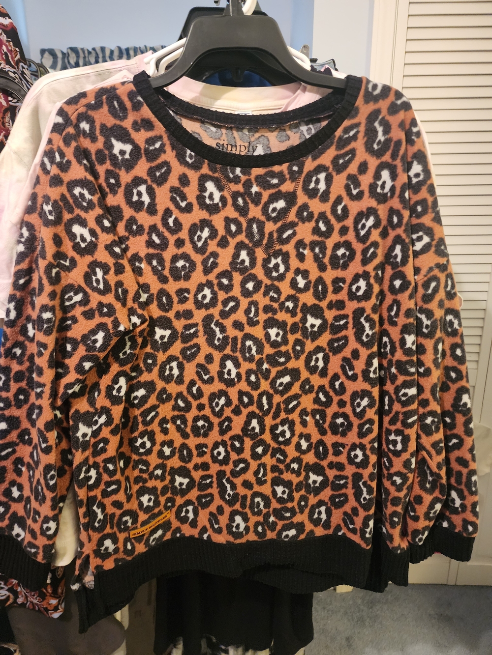 Simply Southern Leopard Print Crewneck Sweater - Rust, Black, White